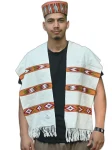 3 Patti White Kullu Design Handmade Muffler