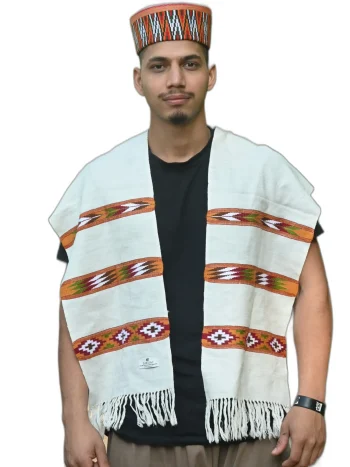 3 Patti White Kullu Design Handmade Muffler