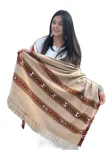 Akhrot Design Beige Handmade Shawl