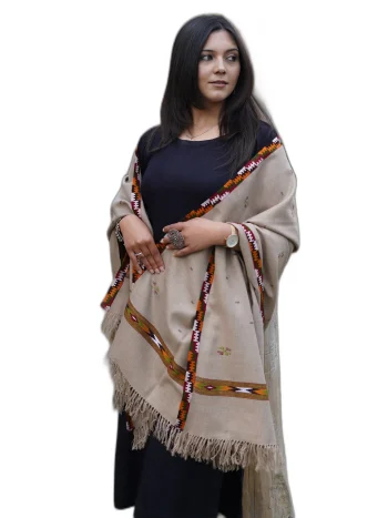 Beige Handamde Pure Wool Shawl