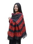 Black 3Patti Kingri Design Pure Wool Shawl