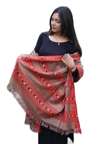 Brown Kingri Design 3patti Handmade Shawl