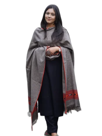 Brown Single Patti Handmade Kullu Shawl