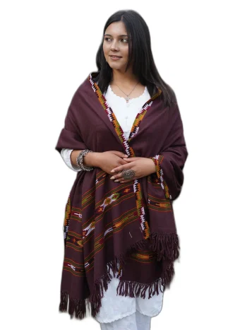 Choclate Brown 3Patti Pure Wool Handmade Shawl