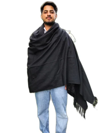 Kullu Pure Wool Black Mens Shawl