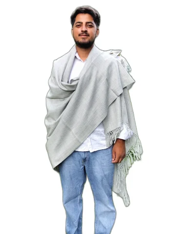 Kullu Pure Wool Grey Handmade Shawl