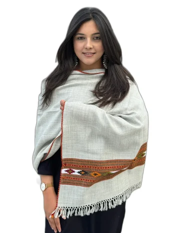 Light Grey Chasham Kullu Handloom Wool Stole