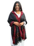 Pure Wool Black X Design Handloom Stole