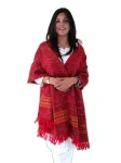 Red Kullu Design Woolen Stole