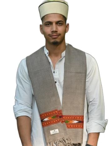 Single Patti Brown Woolen Handmade Muffler