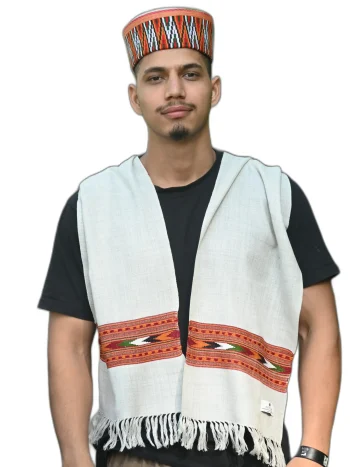 Single Patti White Himachali Woolen Muffler