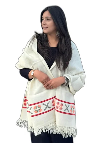 White X Design Pure Wool Kullu Design Stole